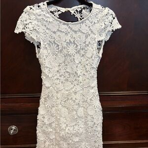 Lulu's White Floral Crochet Mini Dress